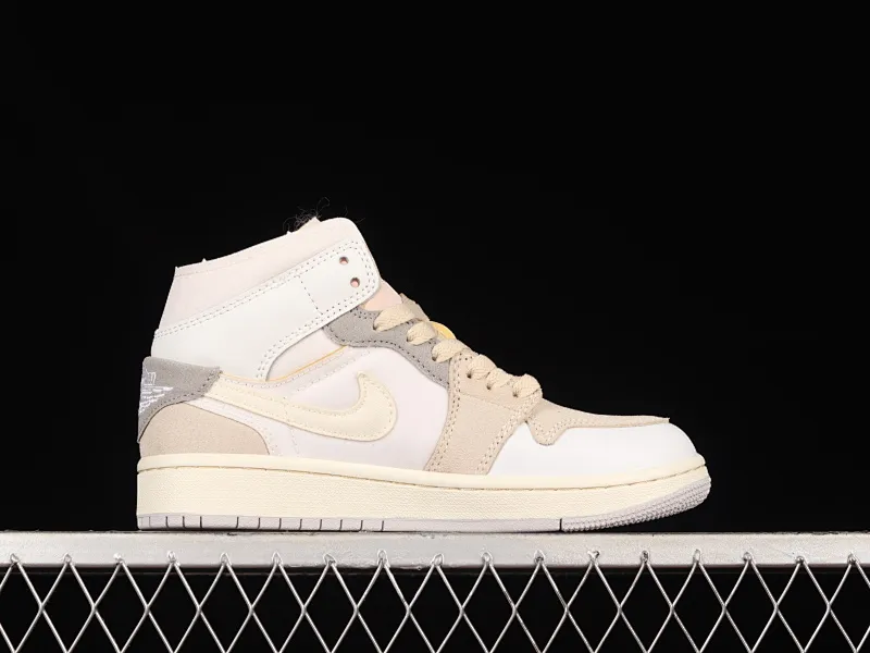 All categories Air Jordan Jordan series basketball shoes Air Jordan 1 Mid Air Jordan 1 Mid "White And Phantom" AJ1 Joe 1 seam deconstruction DM9652-100